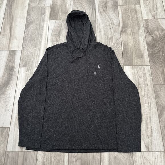 Polo Ralph Lauren Men’s Jersey Hooded T-Shirt Heather Black Size XL NWT - Picture 1 of 9